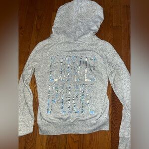 RARE PINK Victoria's Secret Grey Zip-Up Hoodie.